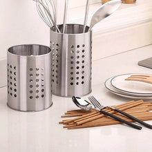 Load image into Gallery viewer, Stainless Steel Kitchen Cooking Utensils Holder Crock Drainer Flatware Caddy Cutlery Organizer Tableware Storage Serving Tool