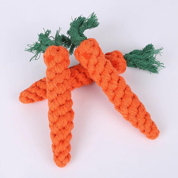 Pet Knot Toy For Dog Cat Carrot Shape Dog Chew Toys Cotton - Temu