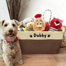 Load image into Gallery viewer, Personalized Pet Dog Toy Storage Basket Dog Canvas Bag Foldable Pet Toys Linen Storage Box Bins Dog Accessories Pet Supplies
