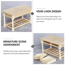 Load image into Gallery viewer, Miniature Desk Model Wooden Mini Desk Simulation Furniture Mini House Decoration
