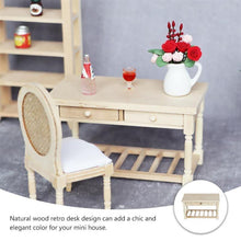 Load image into Gallery viewer, Miniature Desk Model Wooden Mini Desk Simulation Furniture Mini House Decoration
