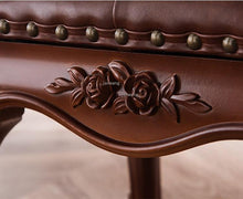 Load image into Gallery viewer, Vintage American Furniture Stool Home Living Room Square Stool European Carved Leather Stool Sofa Coffee Table Stool Shoe Bench
